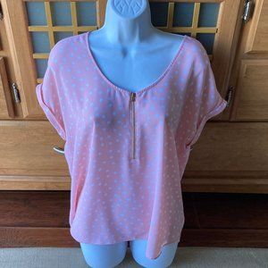 BOLD Elements Pink & White Polka Dot Blouse  X Large